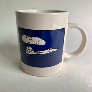 F-22 Jet Plane White Blue Ceramic Coffee Mug